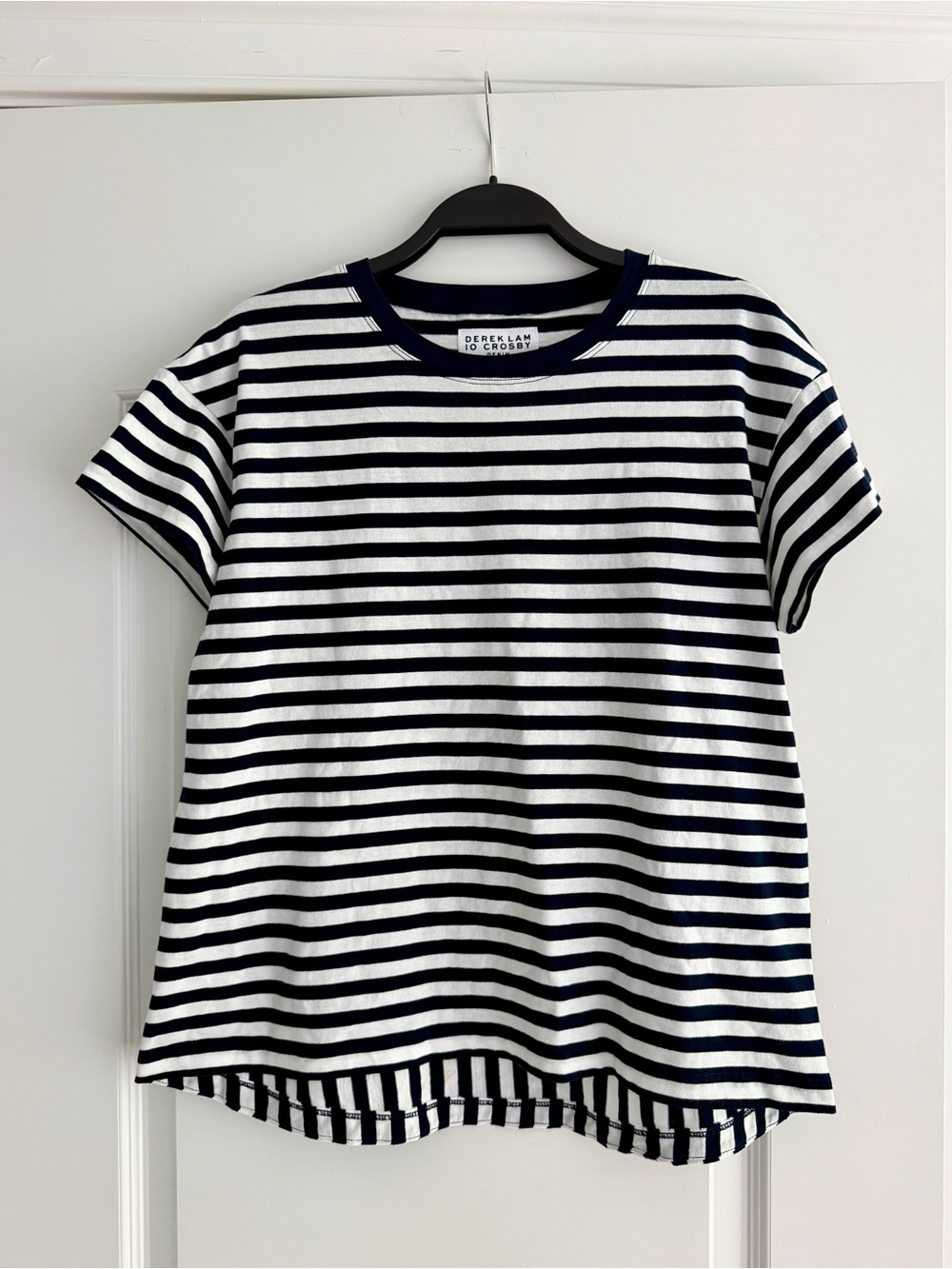 Derek Lam 10 Crosby Navy and White Striped Short Sleeve Tee